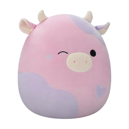 Medium Plush Squishmallows 12” -(Patty - Winking Pink And Purple Cow W/Hearts)