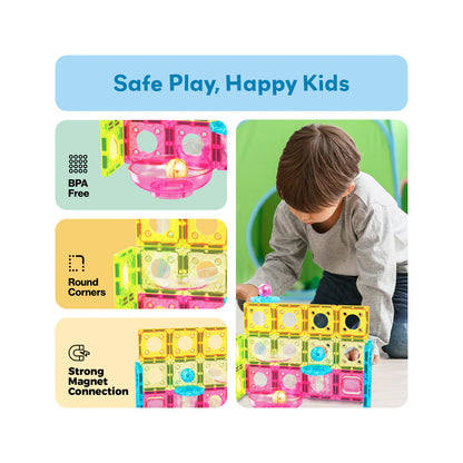 Picasso Tiles Marble Run 45 Piece Travel Size Magnetic Tiles Building Blocks 8