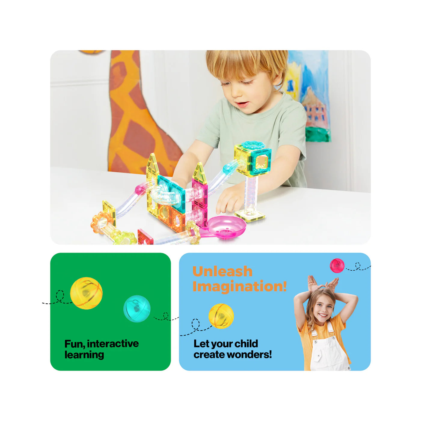 Picasso Tiles Marble Run 45 Piece Travel Size Magnetic Tiles Building Blocks 9