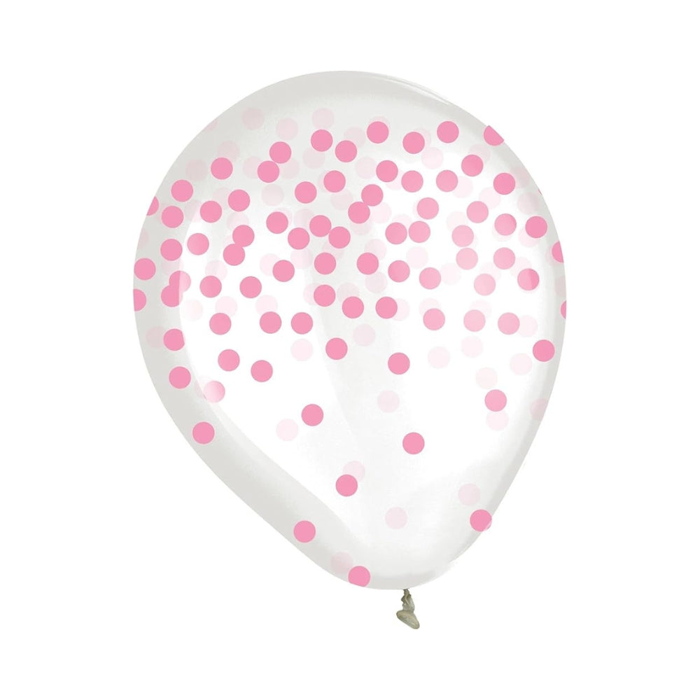 Pink Print Confetti Latex Balloon - 6 Pieces - 2