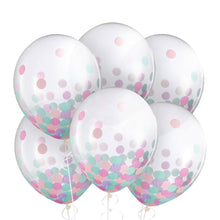 Pink, Turquoise & Teal Foil Confetti Balloon - 12 Inch - 6 Pieces