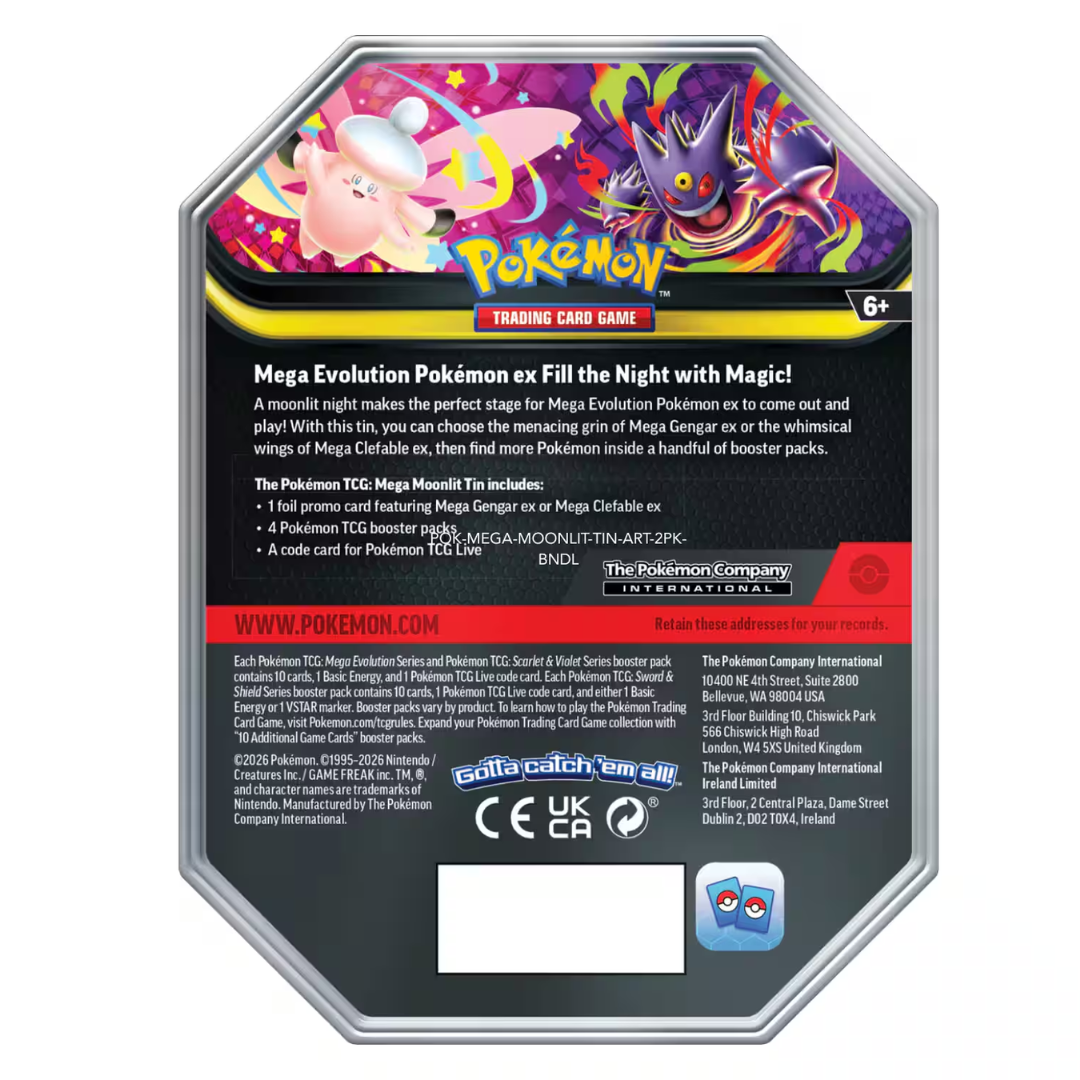 PRE ORDER : Pokemon Trading Card- Mega Moonlit EX Tin