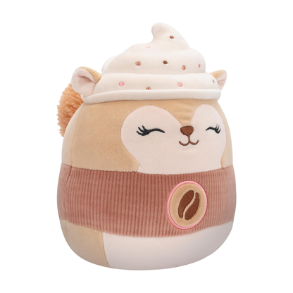 Little Plush Squishmallows 7.5” -(Reza - Latte Squirrel W/Pink Sleeve And Heart Logo)