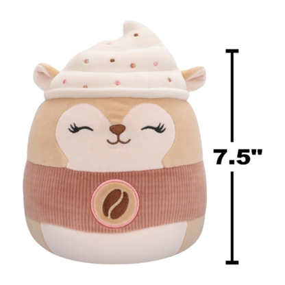 Little Plush Squishmallows 7.5” -(Reza - Latte Squirrel W/Pink Sleeve And Heart Logo)