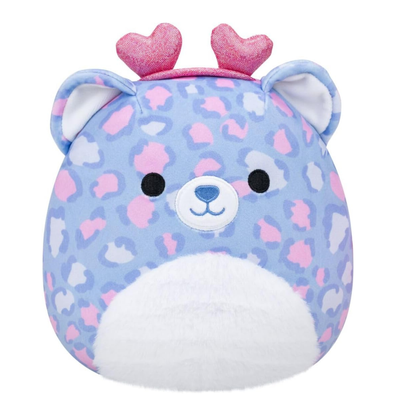 Little Plush Squishmallows 7.5” -(Noam - Purple Patterened Leopard W/Pink Sparkle Heart Headband)