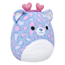 Little Plush Squishmallows 7.5” -(Noam - Purple Patterened Leopard W/Pink Sparkle Heart Headband)