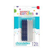 Silver Glitter & Metallic Candles - 12 Pcs
