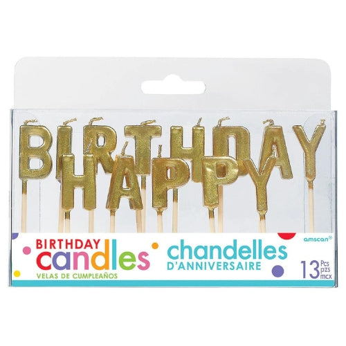 HAPPY BIRTHDAY GOLD PICK CANDLES