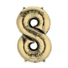 Number 8 White Gold Large Foil Balloon - 26 x 34 Inch