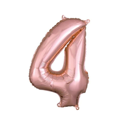 16 inch NUMBER 4 ROSE GOLD MINI SHAPE FOIL BALLOON
