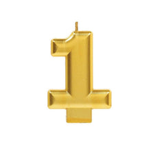 Number 1 Metallic Gold Moulded Candle