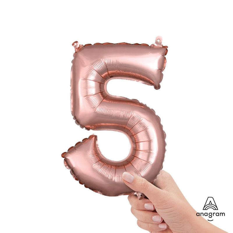 16 inch NUMBER 5 ROSE GOLD MINI SHAPE FOIL BALLOON