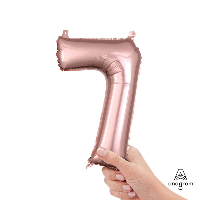 16 inch NUMBER 7 ROSE GOLD MINI SHAPE FOIL BALLOON