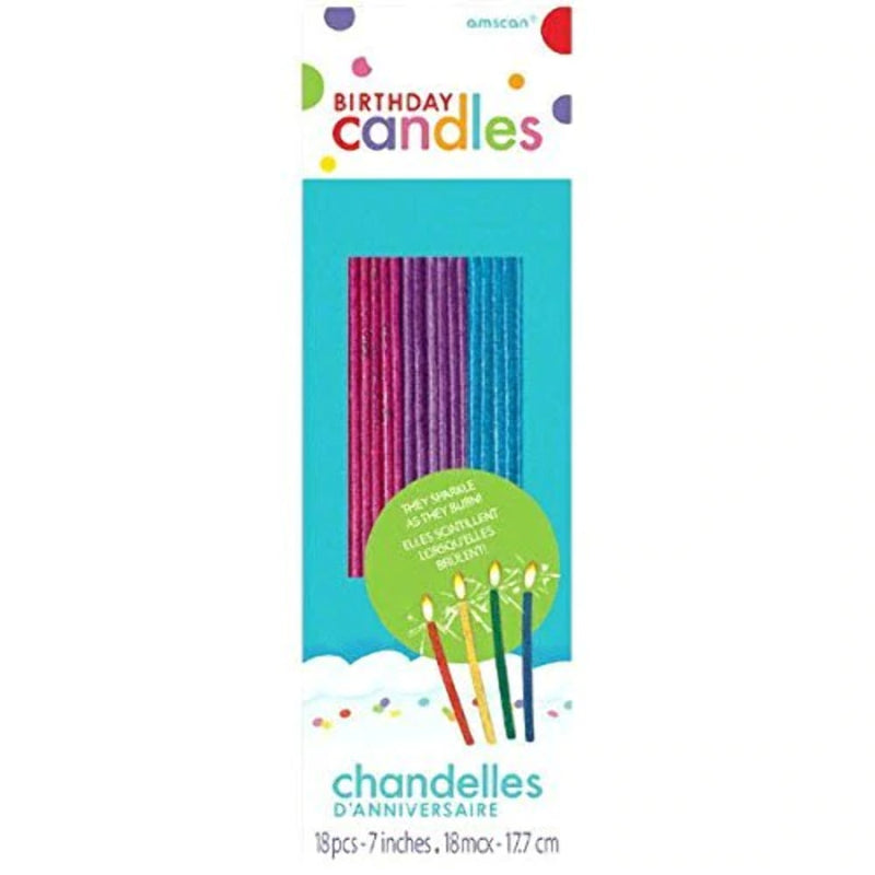 SPARKLING GLITTER CANDLES 7IN 18PCS