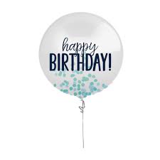 BLUE HAPPY BIRTHDAY CONFETTI BALLOON 24in