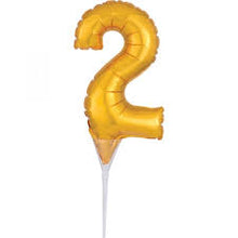 Number 2 Gold Cake Pick Micro Foil Balloon