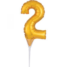 A40 GOLD NUMBER 2 CAKE PICK MICRO SHAPE FOIL BALLOON