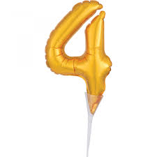 A40 GOLD NUMBER 4 CAKE PICK MICRO SHAPE FOIL BALLOON