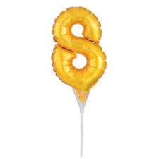 A40 GOLD NUMBER 8 CAKE PICK MICRO SHAPE FOIL BALLOON