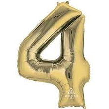 Number 4 White Gold Large Foil Balloon - 34 Inch