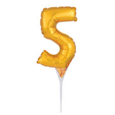 A40 GOLD NUMBER 5 CAKE PICK MICRO SHAPE FOIL BALLOON