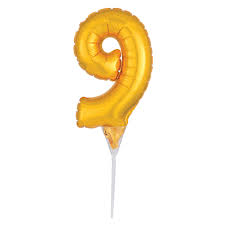 A40 GOLD NUMBER 9 CAKE PICK MICRO SHAPE FOIL BALLOON