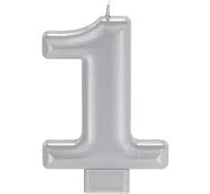 #1 SILVER NUMERAL METALLIC CANDLE