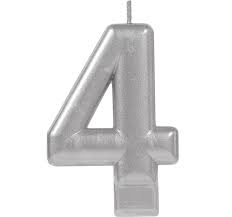 #4 SILVER NUMERAL METALLIC CANDLE
