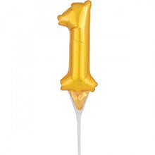 Number 1 Gold Cake Pick Micro Shape Foil Balloon.