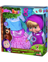 MASHA & BEAR 30CM DOLL WITH 2 EXTRA DRESSES