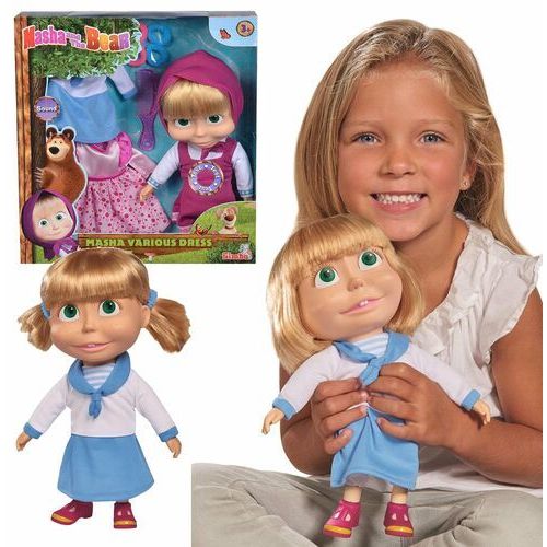 MASHA & BEAR 30CM DOLL WITH 2 EXTRA DRESSES