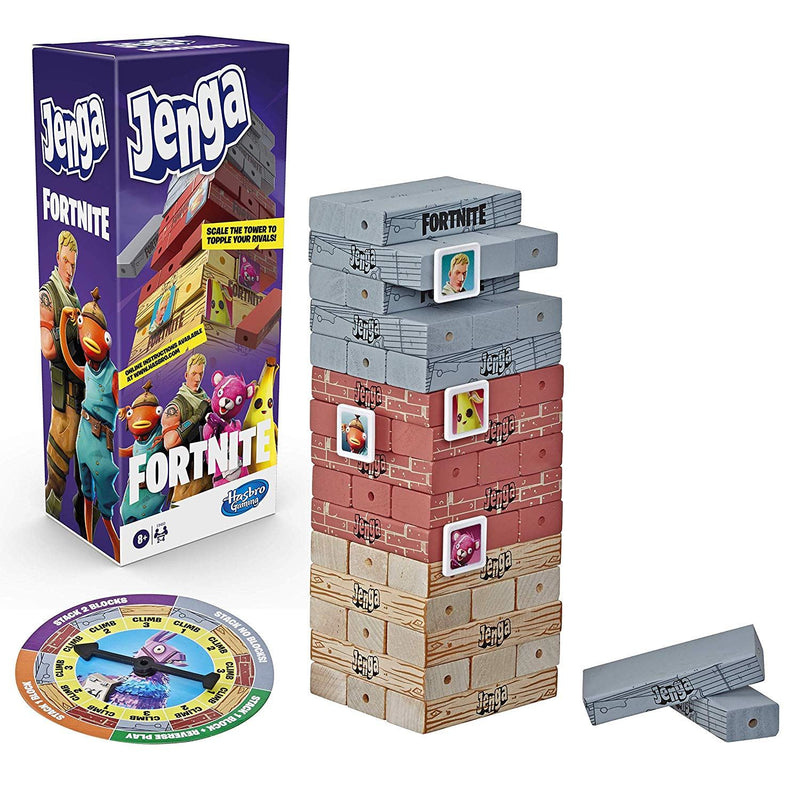 Hasbro Gaming Jenga Fortnite Edition Wooden Block Stacking Tower Game