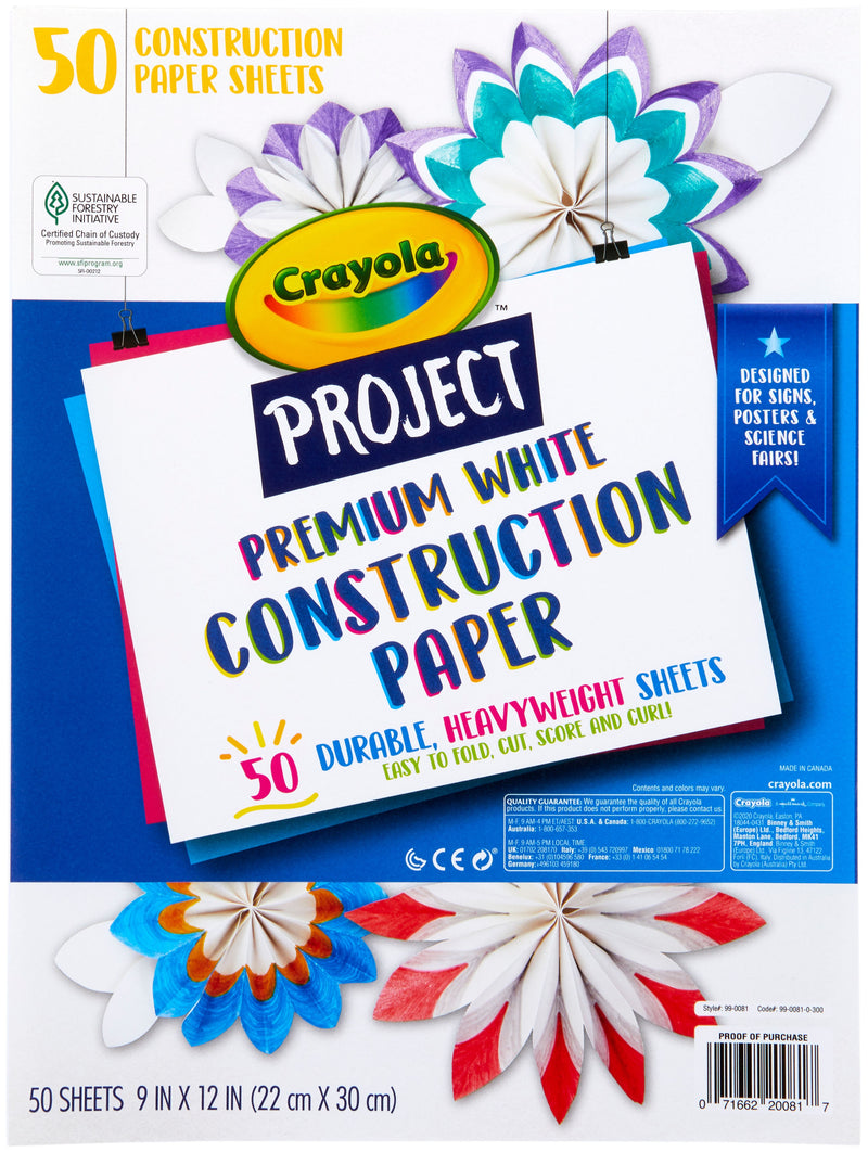 Crayola Project 50 Ct. Premium White Construction Paper