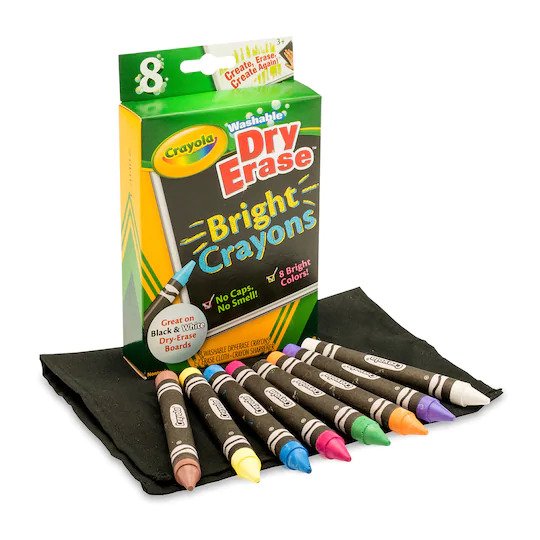 Crayola 8 Ct. Dry-Erase Crayons, Brights, Large Size